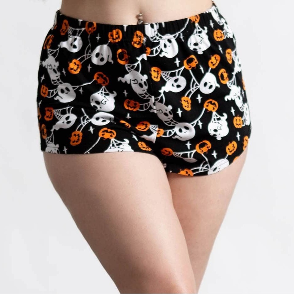 Halloween Ghost and Pumpkin Haunted Pajama Shorts